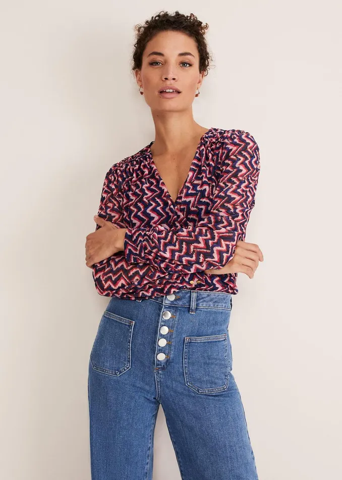 Women Phase Eight Tops and TShirts Dorathy Zig Zag Mesh Top