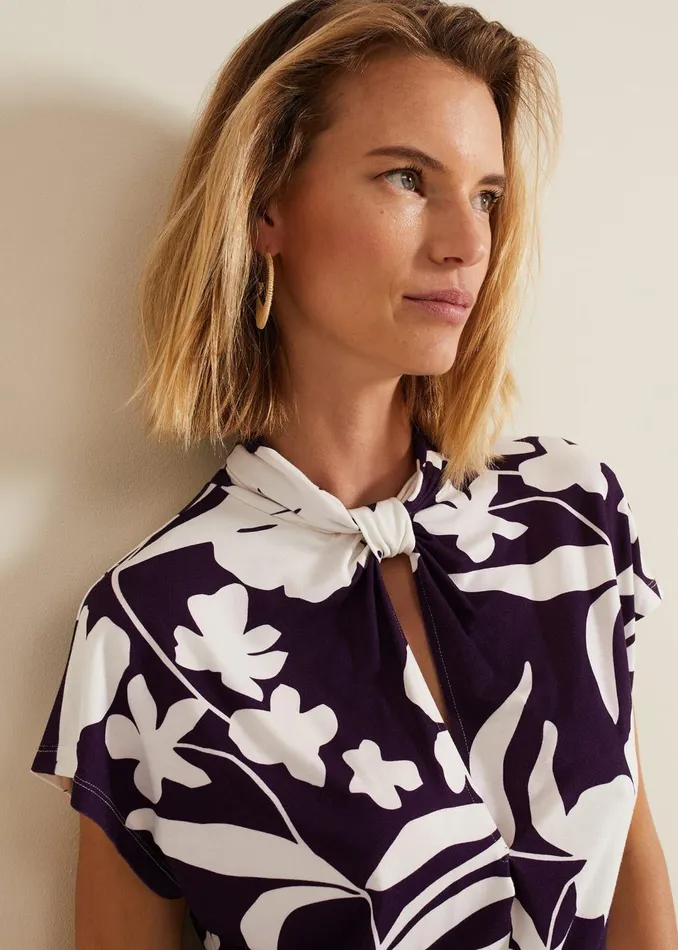 Women Phase Eight Tops and TShirts Farley Floral Twist Neck Top