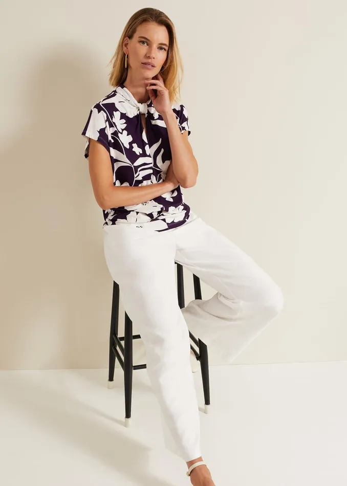 Women Phase Eight Tops and TShirts Farley Floral Twist Neck Top
