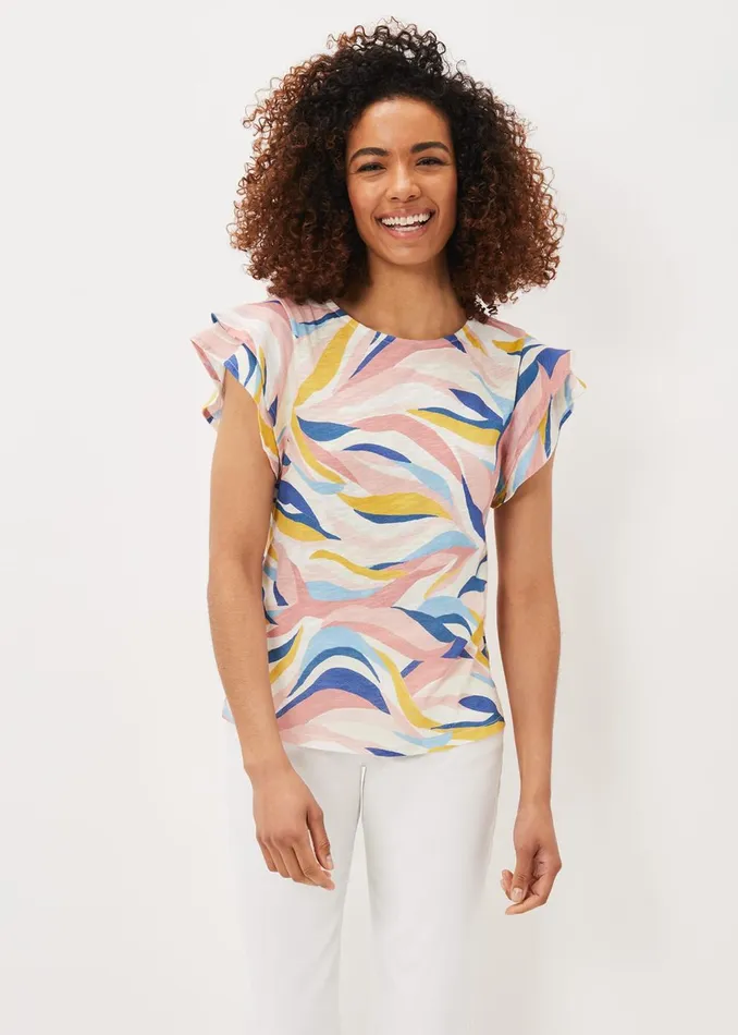 Women Phase Eight Tops and TShirts Kali Linen Multi Print Top