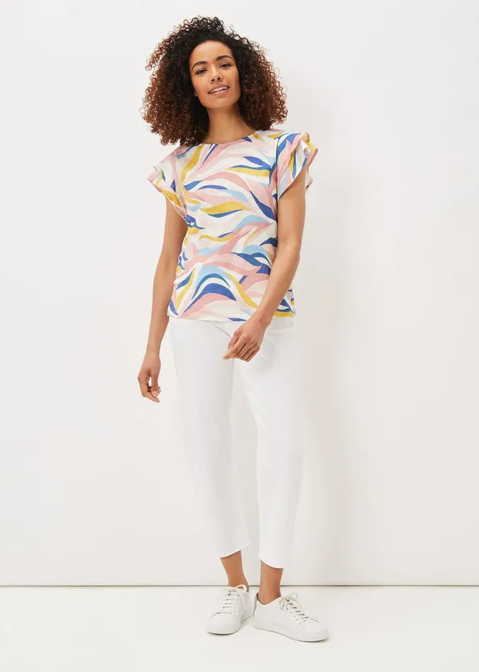 Women Phase Eight Tops and TShirts Kali Linen Multi Print Top