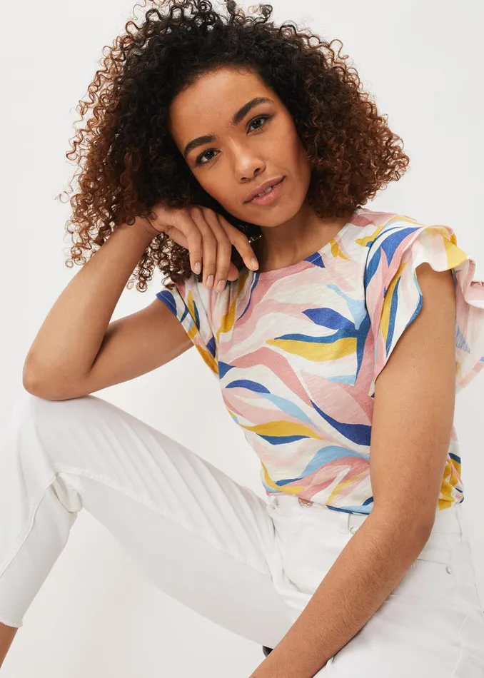 Women Phase Eight Tops and TShirts Kali Linen Multi Print Top