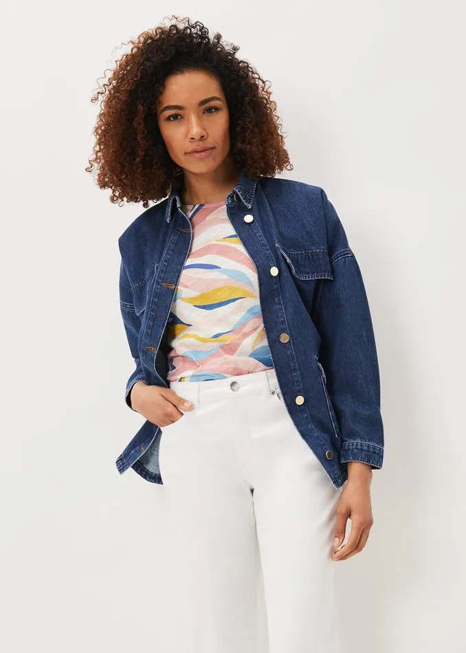 Women Phase Eight Tops and TShirts Kali Linen Multi Print Top