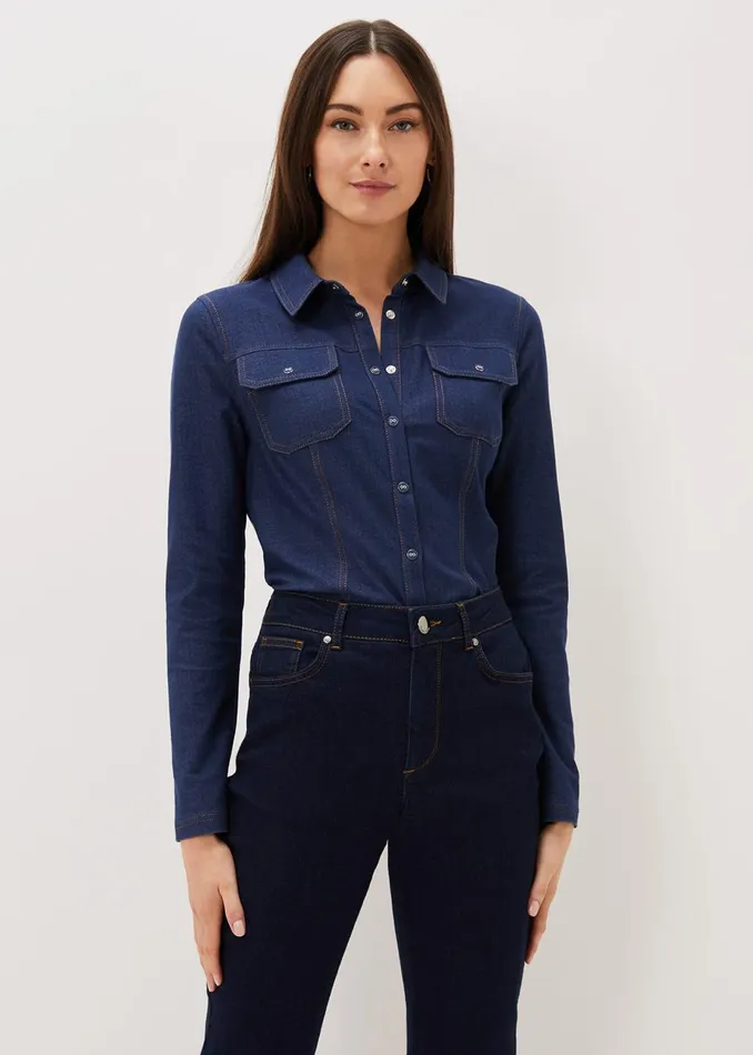 Women Phase Eight Tops and TShirts Katheryn Denim Jersey Shirt