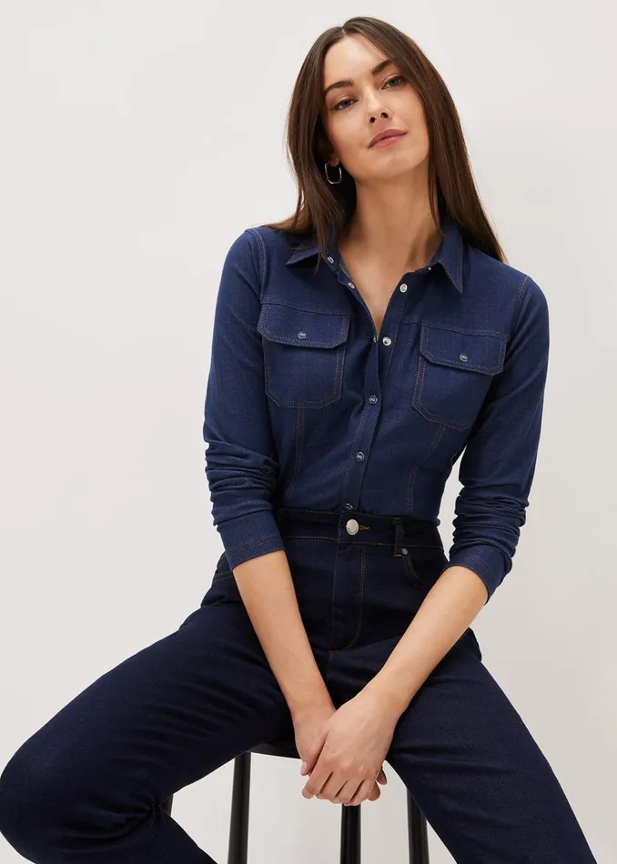 Women Phase Eight Tops and TShirts Katheryn Denim Jersey Shirt