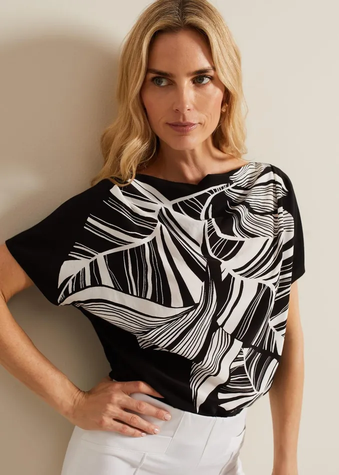 Women Phase Eight Tops and TShirts Lyra Woven Front Print Top