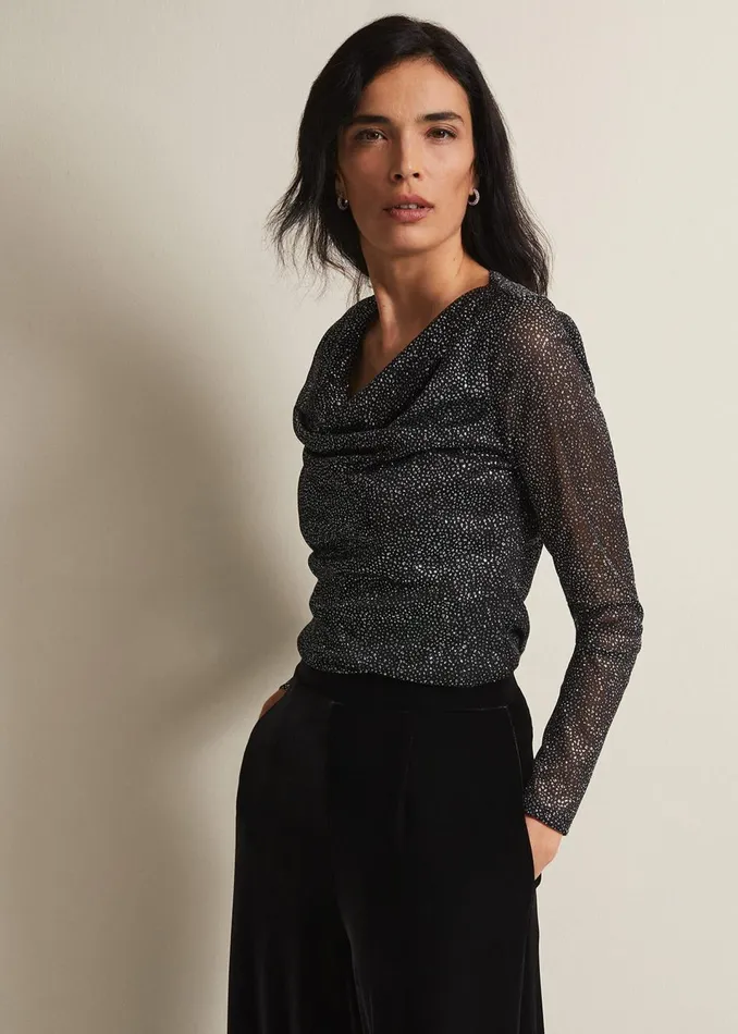 Women Phase Eight Tops and TShirts Sera Shimmer Cowl Neck Top