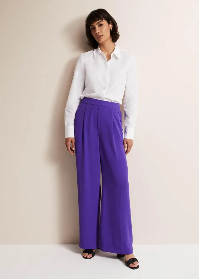 Women Phase Eight Trousers Azylnn Purple Wide Leg Trousers