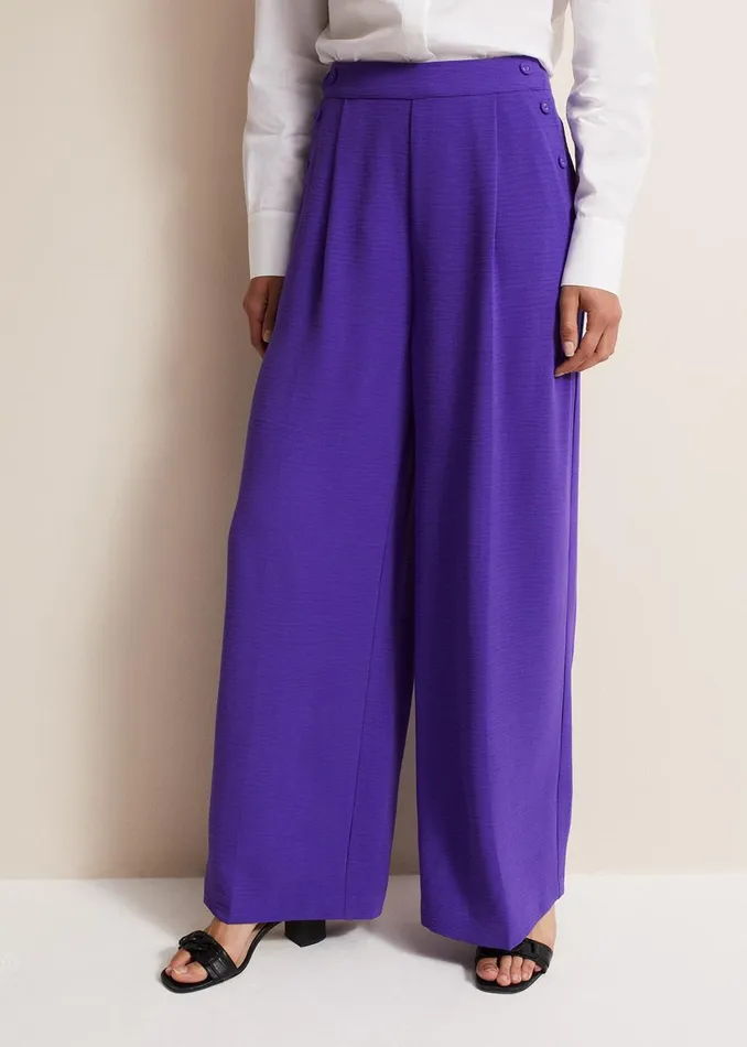 Women Phase Eight Trousers Azylnn Purple Wide Leg Trousers