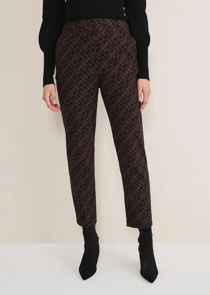 Women Phase Eight Trousers Mackenzie Geo Jacquard Tapered Trouser