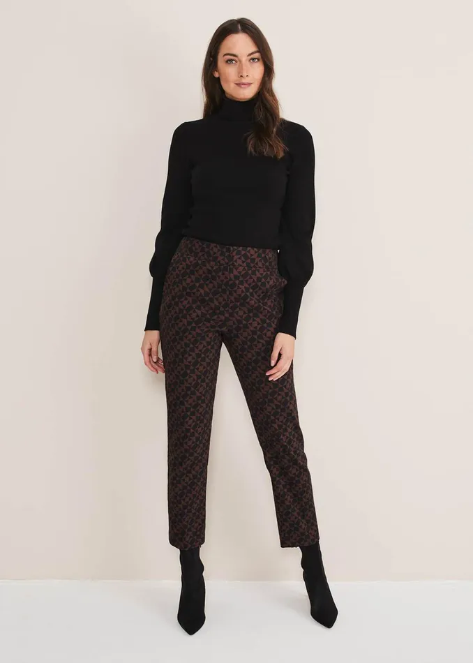 Women Phase Eight Trousers Mackenzie Geo Jacquard Tapered Trouser