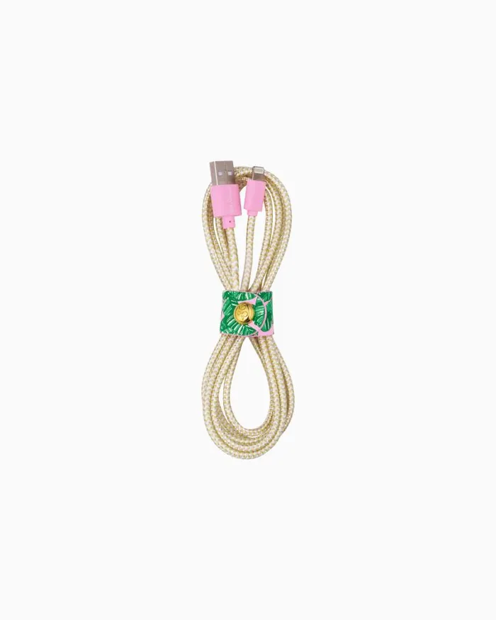Women Phone and Tech Lilly Pulitzer Charging Cord Conch Shell Pink Lets Go Bananas