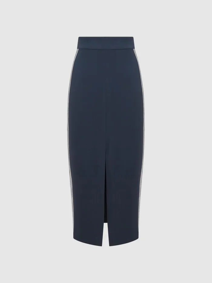 Women Pia High Rise Midi Pencil Skirt Navy Reiss Skirts