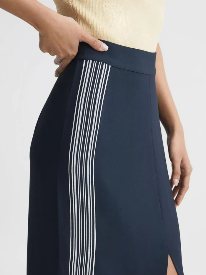Women Pia High Rise Midi Pencil Skirt Navy Reiss Skirts