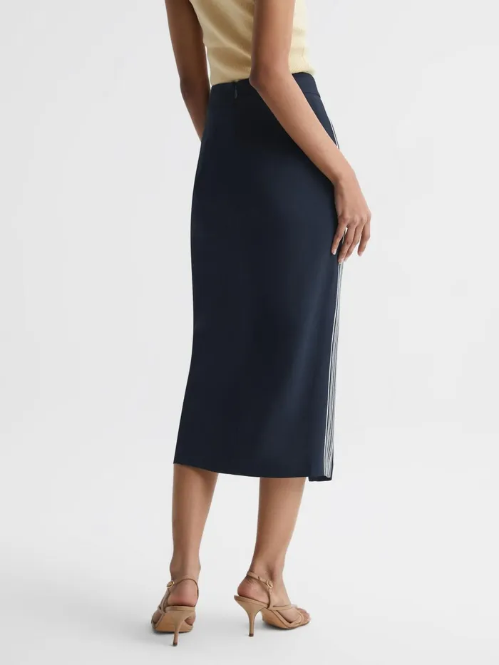 Women Pia High Rise Midi Pencil Skirt Navy Reiss Skirts