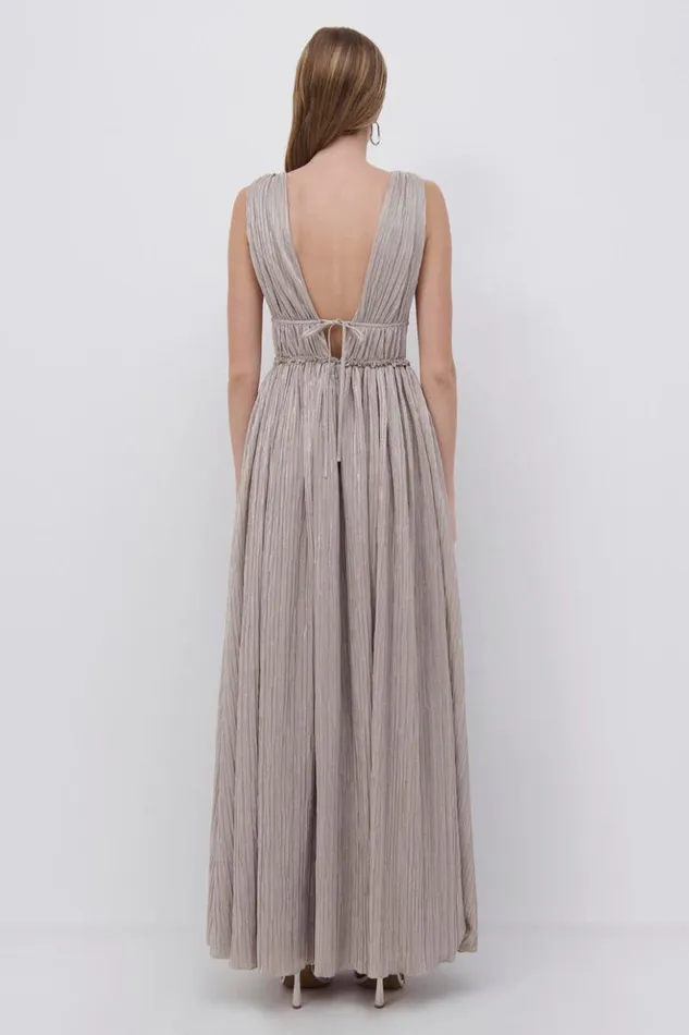 Women Plisse Lame Goddess Gown EXCLUSIVE Champagne Jonathan Simkhai Dresses and Jumpsuits
