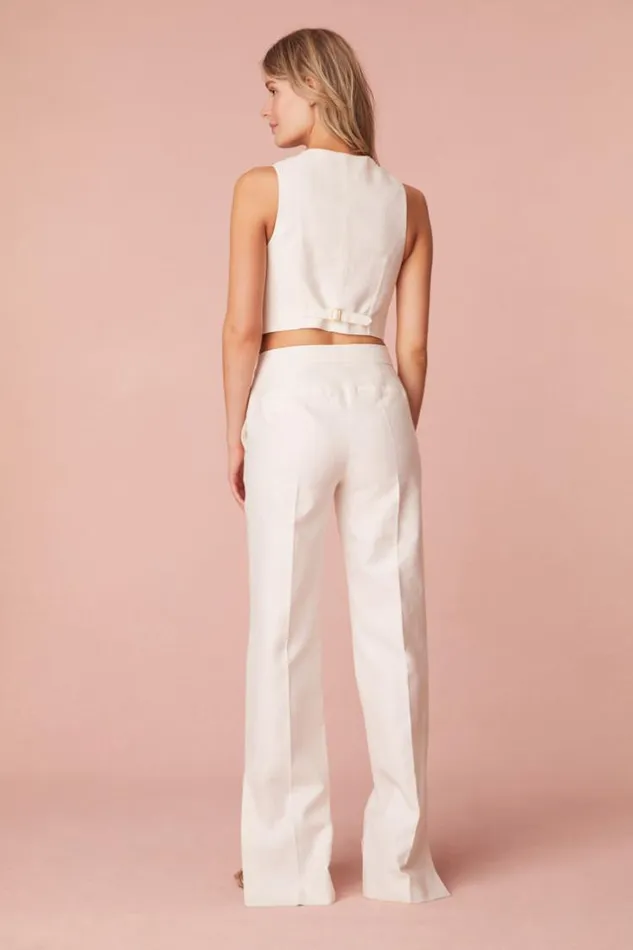 Women Poppet Straight Leg Tailored Pants Antique White LoveShackFancy Pants and Shorts Women Poppet Straight Leg Tailored Pants Antique White LoveShackFancy Pants and Shorts