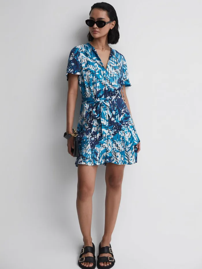 Women Posey Ditsy Printed Mini Dress Blue Reiss Dresses