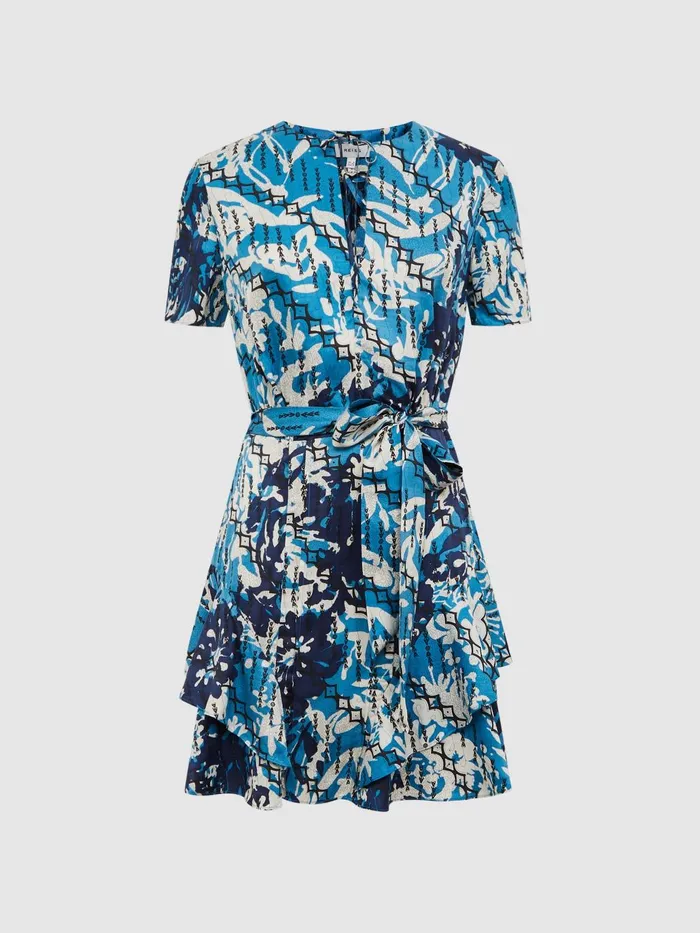 Women Posey Ditsy Printed Mini Dress Blue Reiss Dresses