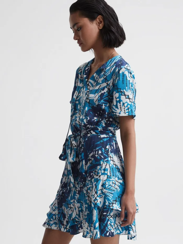 Women Posey Ditsy Printed Mini Dress Blue Reiss Dresses