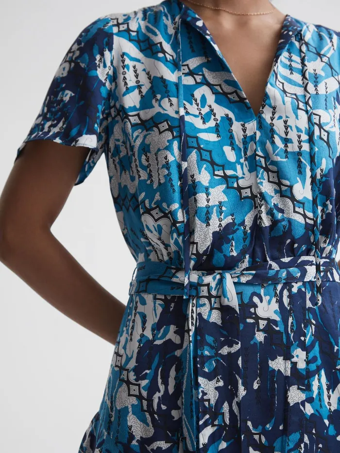 Women Posey Ditsy Printed Mini Dress Blue Reiss Dresses