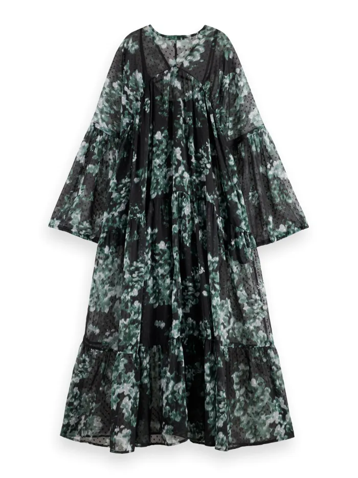 Women Printed Fil Coupe Maxi Dress Nieuw Blossom Print Park Green Scotch and Soda Dresses and Jumpsuits