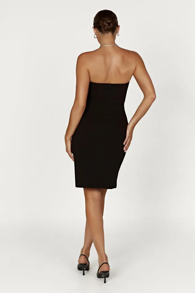 Women Rachel Crepe Bandeau Thigh Split Mini Dress 8211 Black Black Meshki Mini Dresses Women Rachel Crepe Bandeau Thigh Split Mini Dress 8211 Black Black Meshki Mini Dresses