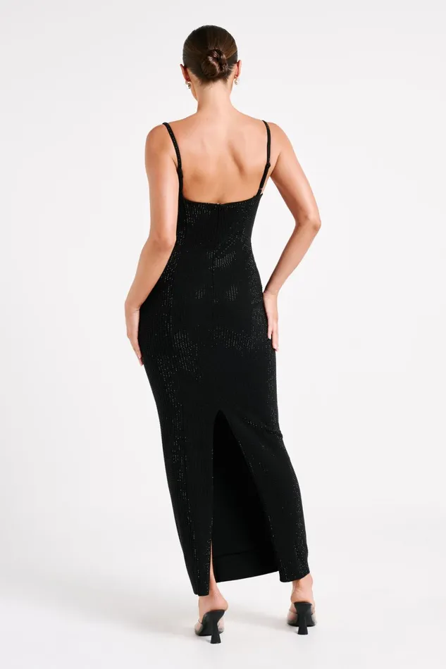 Women Rafaela Diamante Maxi Dress 8211 Black Black Meshki Maxi Dresses
