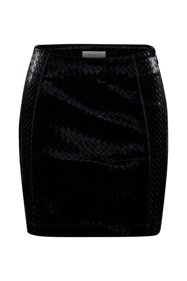 Women Reagan Crosshatch Faux Leather Mini Skirt 8211 Black Black Meshki Skirts