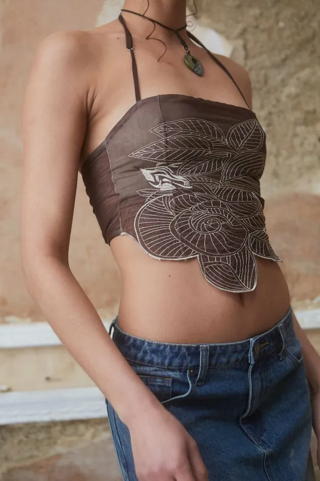 Women Rebirth Embroidered Corset Brown Jaded London Corsets