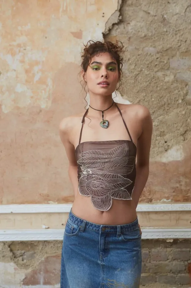 Women Rebirth Embroidered Corset Brown Jaded London Corsets