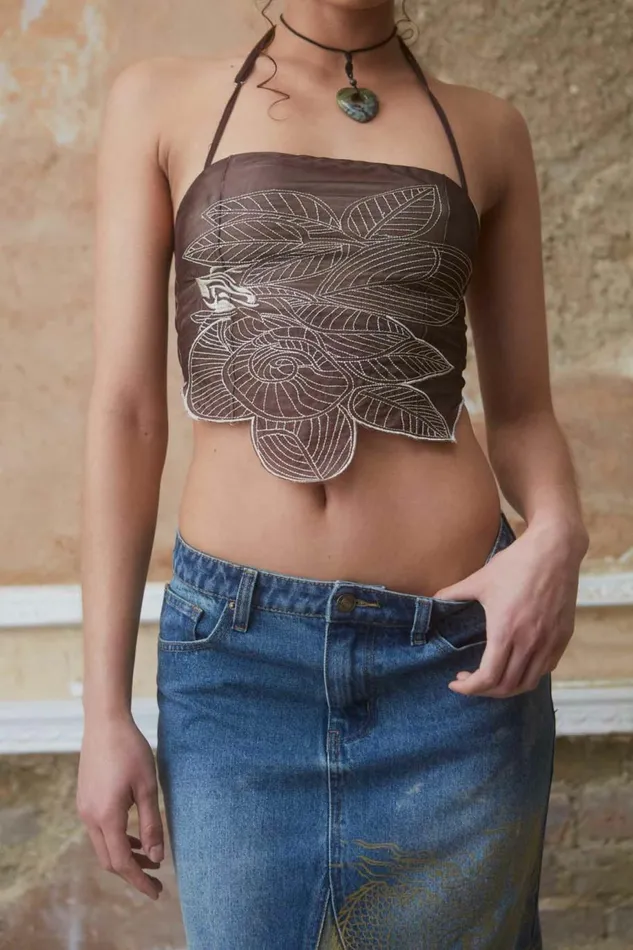 Women Rebirth Embroidered Corset Brown Jaded London Corsets