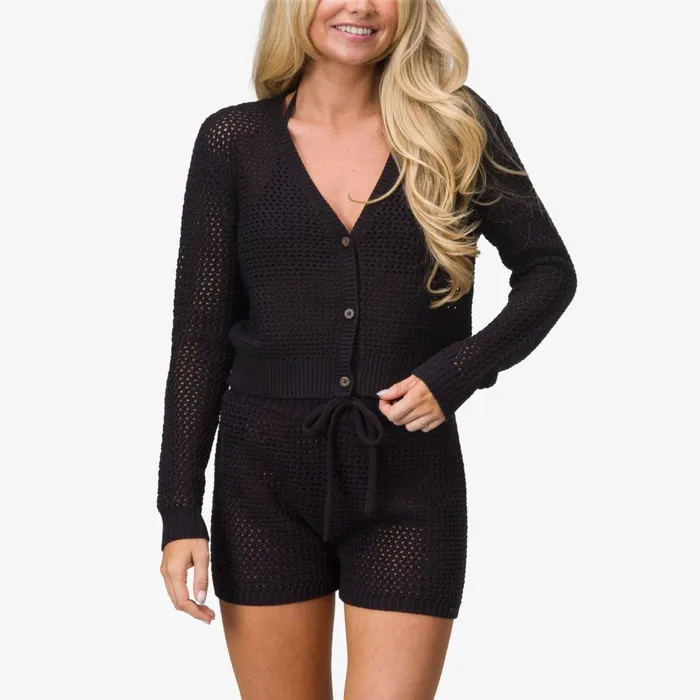 Women Reef Hoodies Sweaters and Jackets Mika Knit Cardigan Caviar