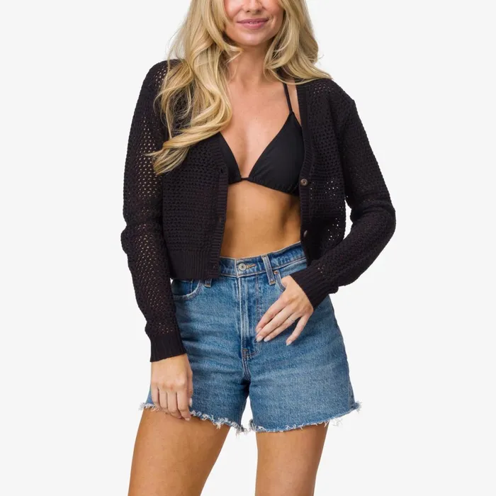 Women Reef Hoodies Sweaters and Jackets Mika Knit Cardigan Caviar