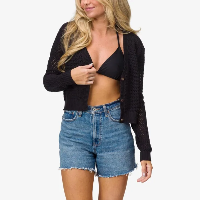 Women Reef Hoodies Sweaters and Jackets Mika Knit Cardigan Caviar