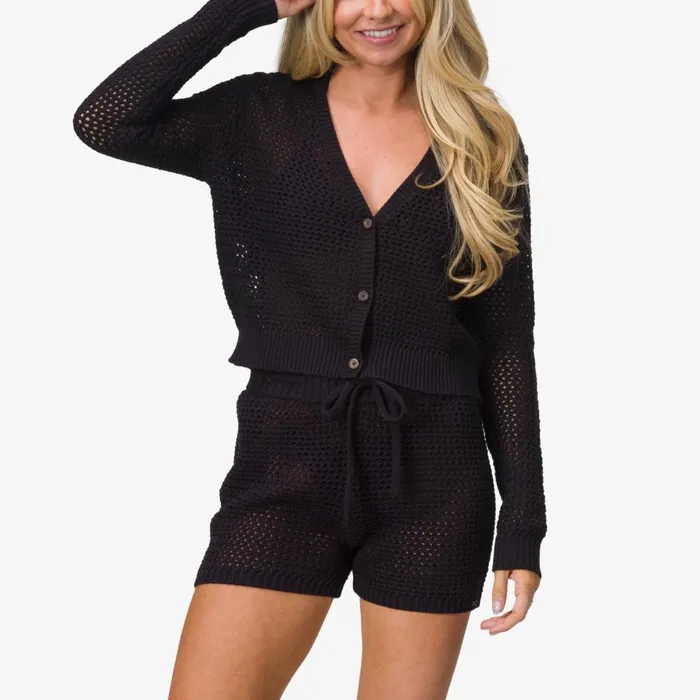 Women Reef Hoodies Sweaters and Jackets Mika Knit Cardigan Caviar