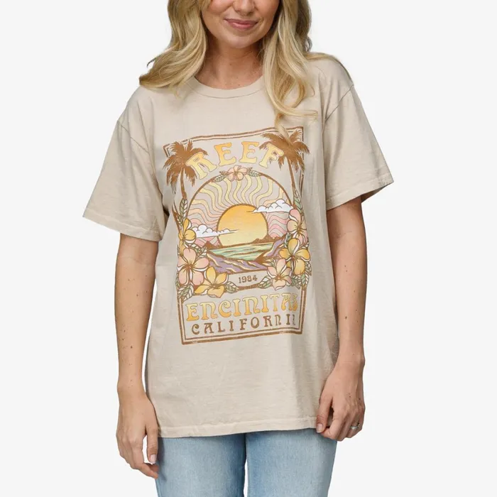 Women Reef TShirts Tanks and Dresses Boyfriend Tee Camel