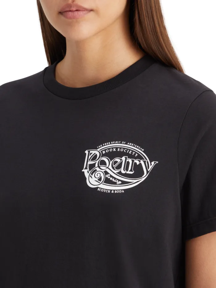 Women Regular Fit Tshirt With Small Chest Artwork Evening Black Scotch and Soda Tops and TShirts Women Regular Fit Tshirt With Small Chest Artwork Evening Black Scotch and Soda Tops and TShirts