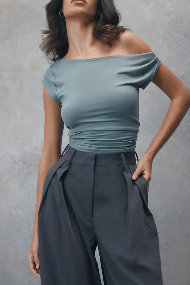 Women Reyna Recycled Nylon Longline Top 8211 Light Charcoal Lightcharcoal Meshki Basic Tops