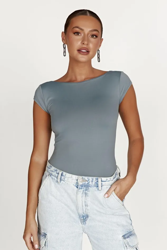 Women Reyna Recycled Nylon Longline Top 8211 Light Charcoal Lightcharcoal Meshki Basic Tops