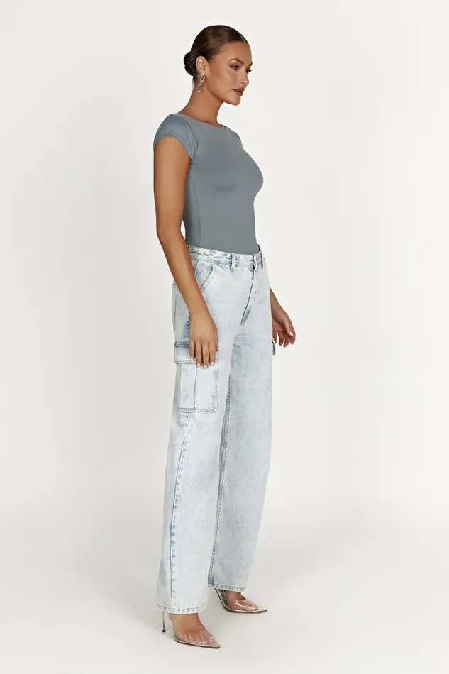 Women Reyna Recycled Nylon Longline Top 8211 Light Charcoal Lightcharcoal Meshki Basic Tops