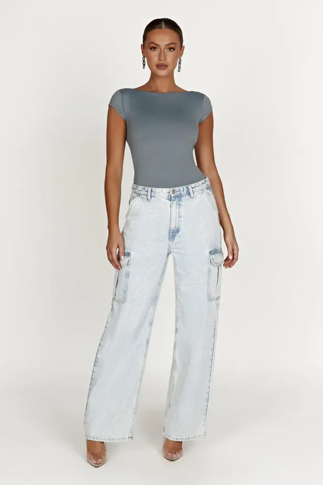Women Reyna Recycled Nylon Longline Top 8211 Light Charcoal Lightcharcoal Meshki Basic Tops