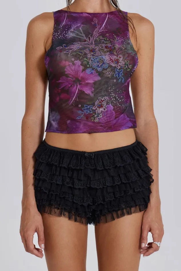 Women Rhea Lace Bloomer Shorts Black Jaded London Shorts and Jorts