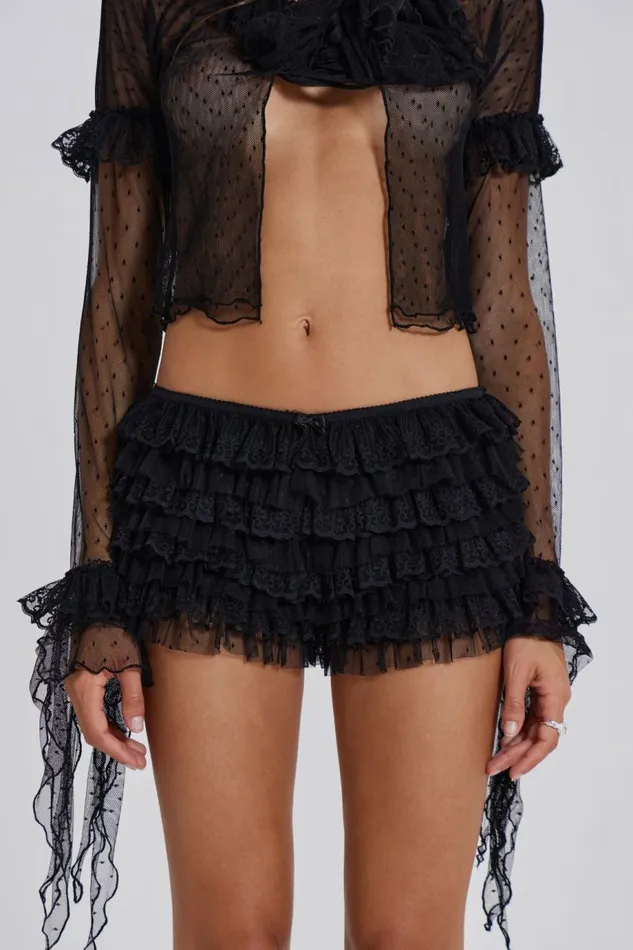 Women Rhea Lace Bloomer Shorts Black Jaded London Shorts and Jorts
