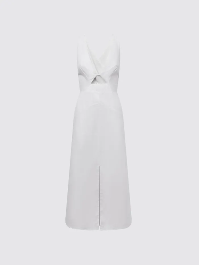 Women Rhoda CottonLinen Midi Dress Ivory Reiss Dresses
