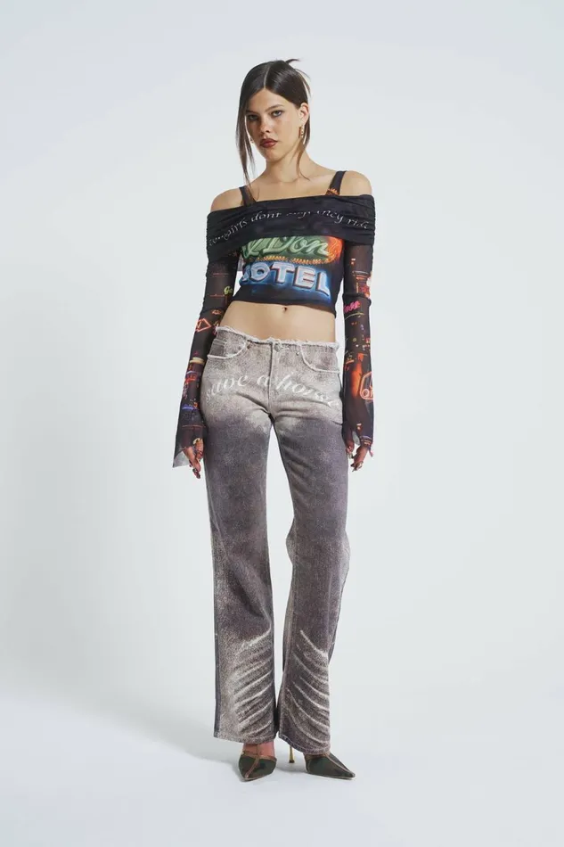 Women Ride A Cowboy Low Waist Flared Jeans Brown Jaded London Jeans