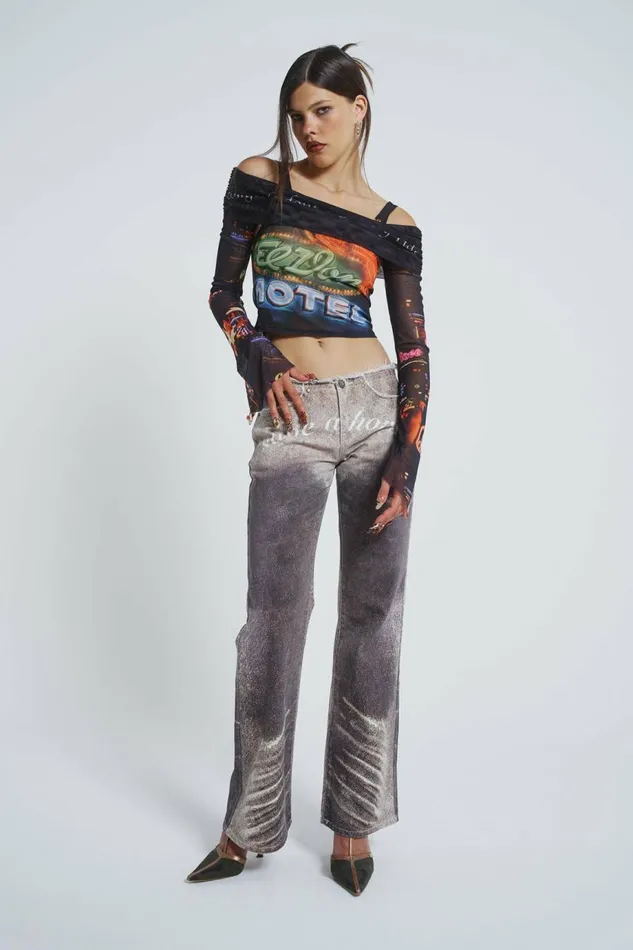 Women Ride A Cowboy Low Waist Flared Jeans Brown Jaded London Jeans