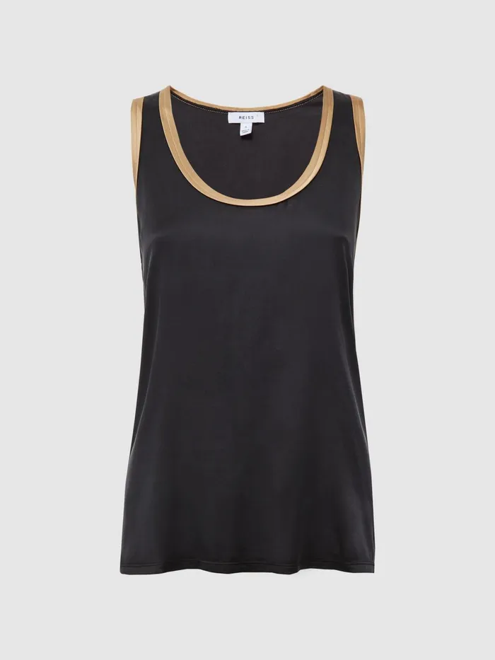 Women Riley Silk Front Vest Aqua Reiss TShirts and Vests