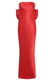 Women Rochelle Bow Back Satin Maxi Dress 8211 Red Red Meshki Maxi Dresses