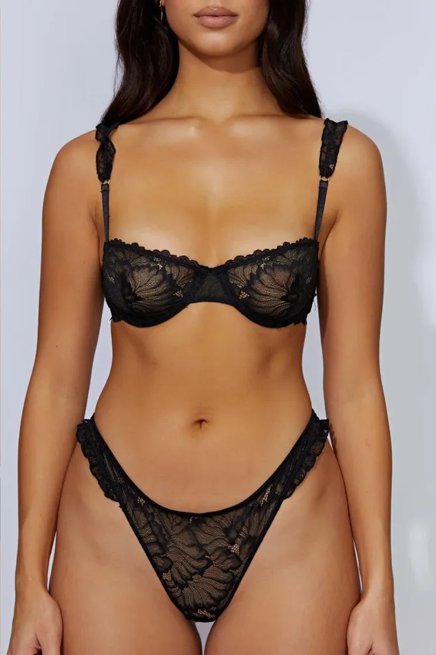 Women Roisin Lace Cheeky Cut Bottoms 8211 Black Black Meshki Intimates